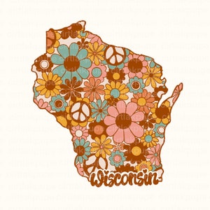 Mapa de la bandera del estado de Wisconsin popular png, Estados Unidos de América retro wisconsin camisa de sublimación de moda png, Retro Wisconsin USA digital png