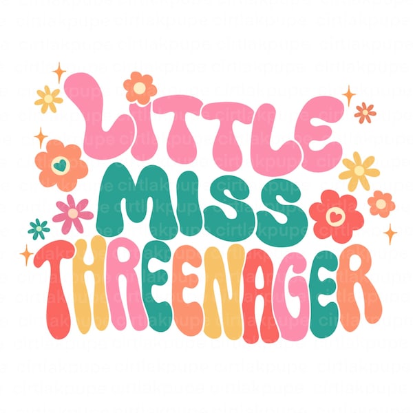 Little Miss ThreeNager PNG, 3e anniversaire, chemise anniversaire png, chemise florale png, chemise positive png, chemise en détresse png, troisième png drôle