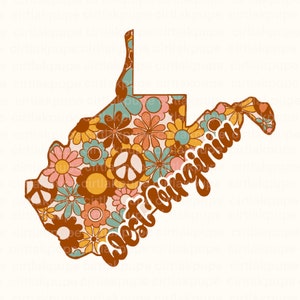 Mapa del estado de Virginia Occidental popular diseño de descarga digital png, camisa de sublimación de moda retro de Virginia Occidental de los Estados Unidos de América png