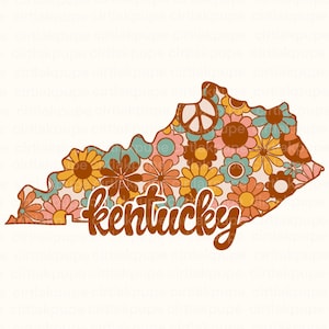 Kentucky State Map popular png diseño de descarga digital, Estados Unidos de América flor retro kentucky camisa de sublimación de moda png