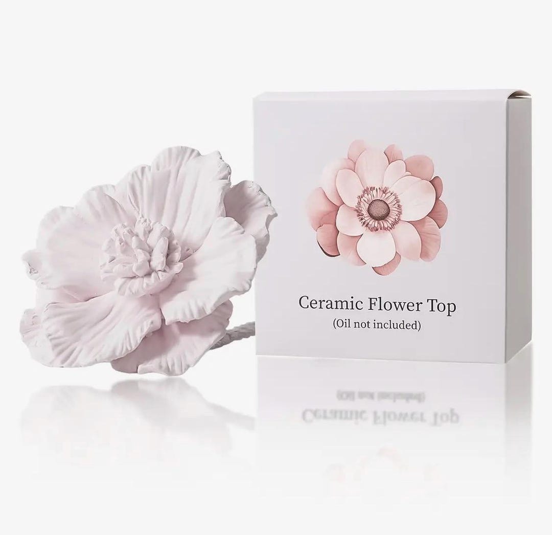 Large Pink Ceramic Flower Diffuser Top With Attached Rope (oil and ...