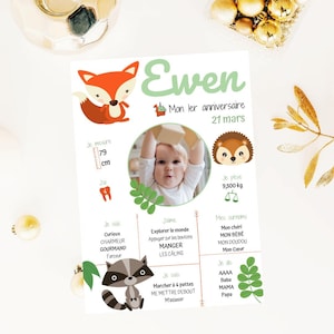 Cartel del 1er cumpleaños Animales del bosque/selva