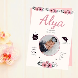 Cartel de nacimiento floral.