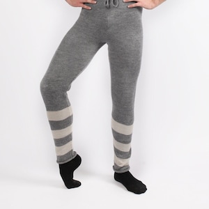 Herren Aufwärmhose Strickballett, Handgestrickte Gestreifte Hose für Tänzer, Handgestrickte Warme Merino Leggins für Herren
