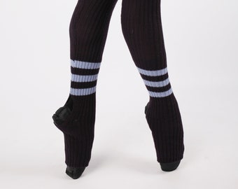 Mens Leg Warmers Ballet Striped Wool, Long 110 cm (43'') Handmade Leg Warmers for Dancers, Knitted Merino Warm Socks Handknit,Dance Leggins