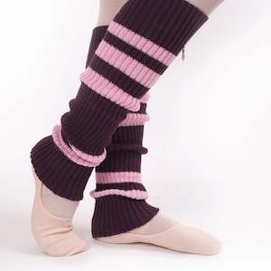Leg Warmers Striped Long Merino Ballet Handmade, Yoga Legwarmers Knitted, Merino Warm Socks Handknit for Dacers, Warmup Leggins Outdoor Soft