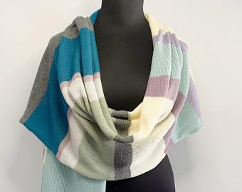 Handmade Merino Wool Knit Scarf: Long Multicolor Wrap