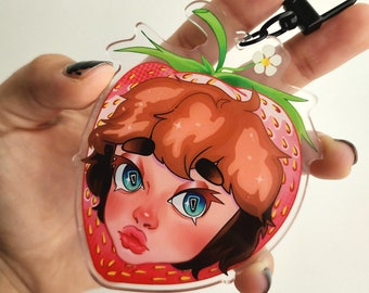 Llavero de acrílico de 3,5 pulgadas de Strawberry Girl