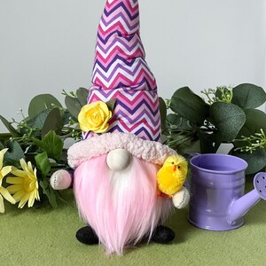 Easter Gnome Holding Chick, Purple Pink White Chevron Gnome, Pink Beard Gnome, Yellow Rose Gnome, Spring Gnome