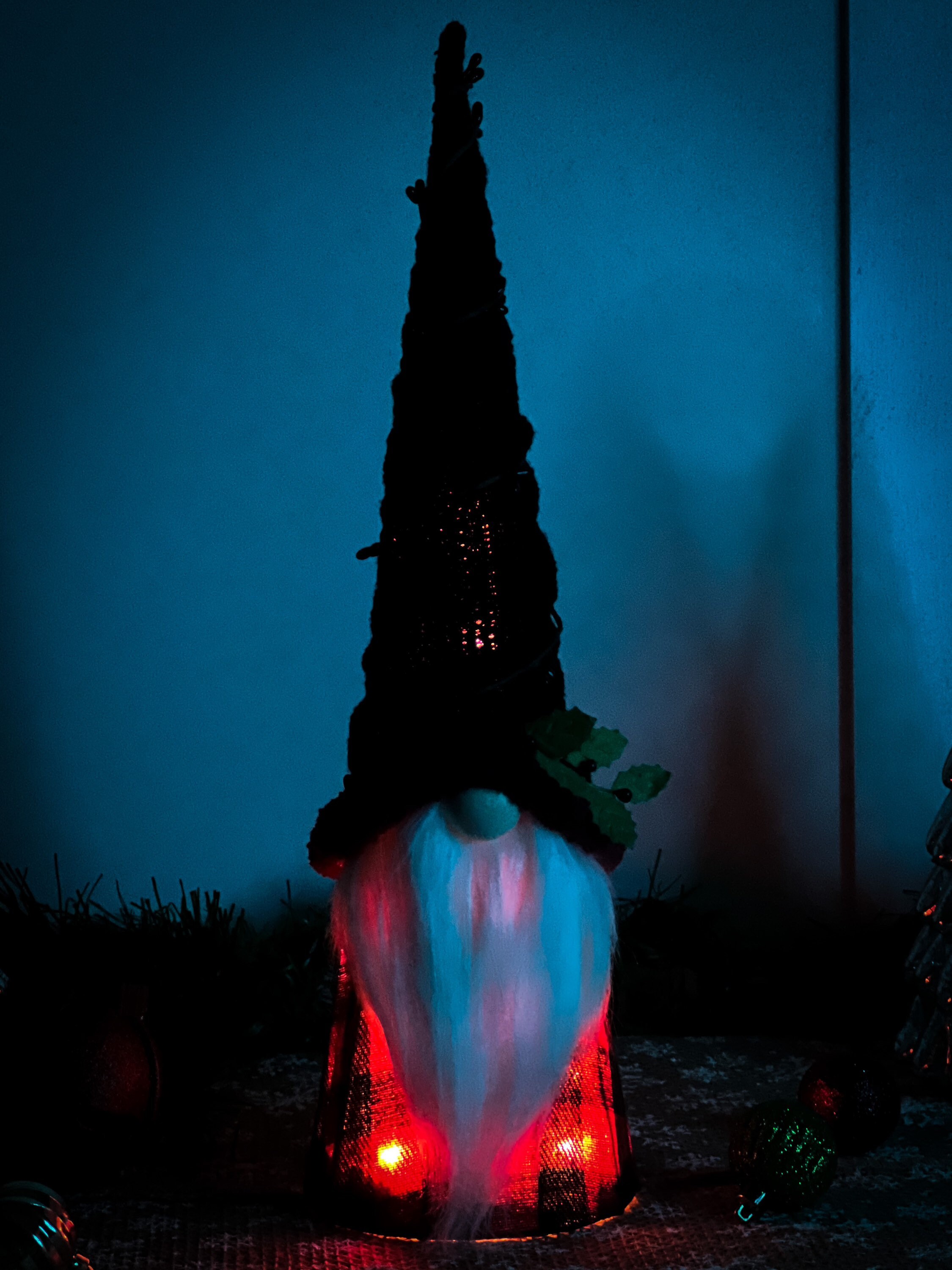 Standing Holiday Light up Christmas Gnome, Red Black Buffalo Check