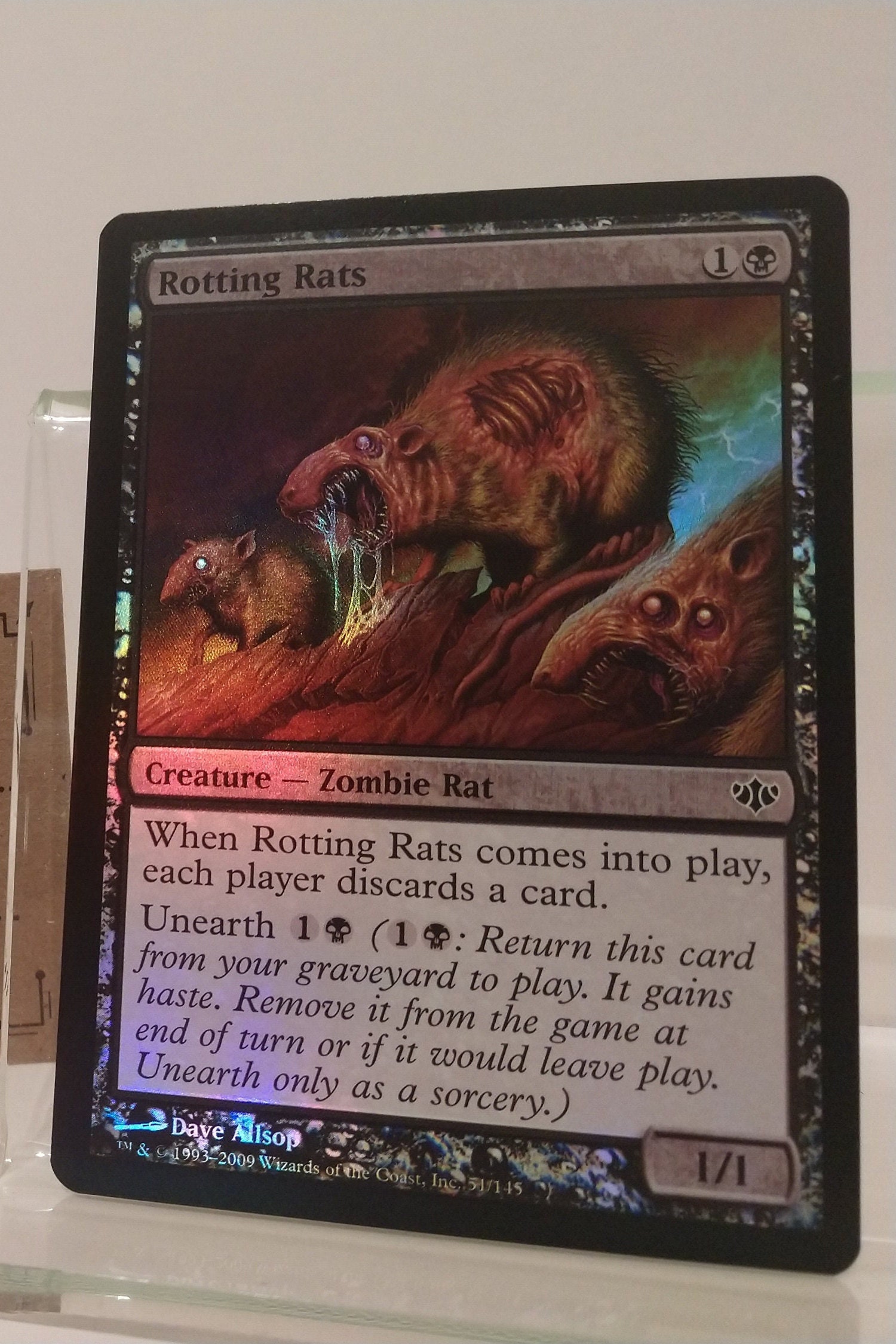 Magic The Gathering Card " Rotting Rats " Holofoil Used Very Good Condition  !