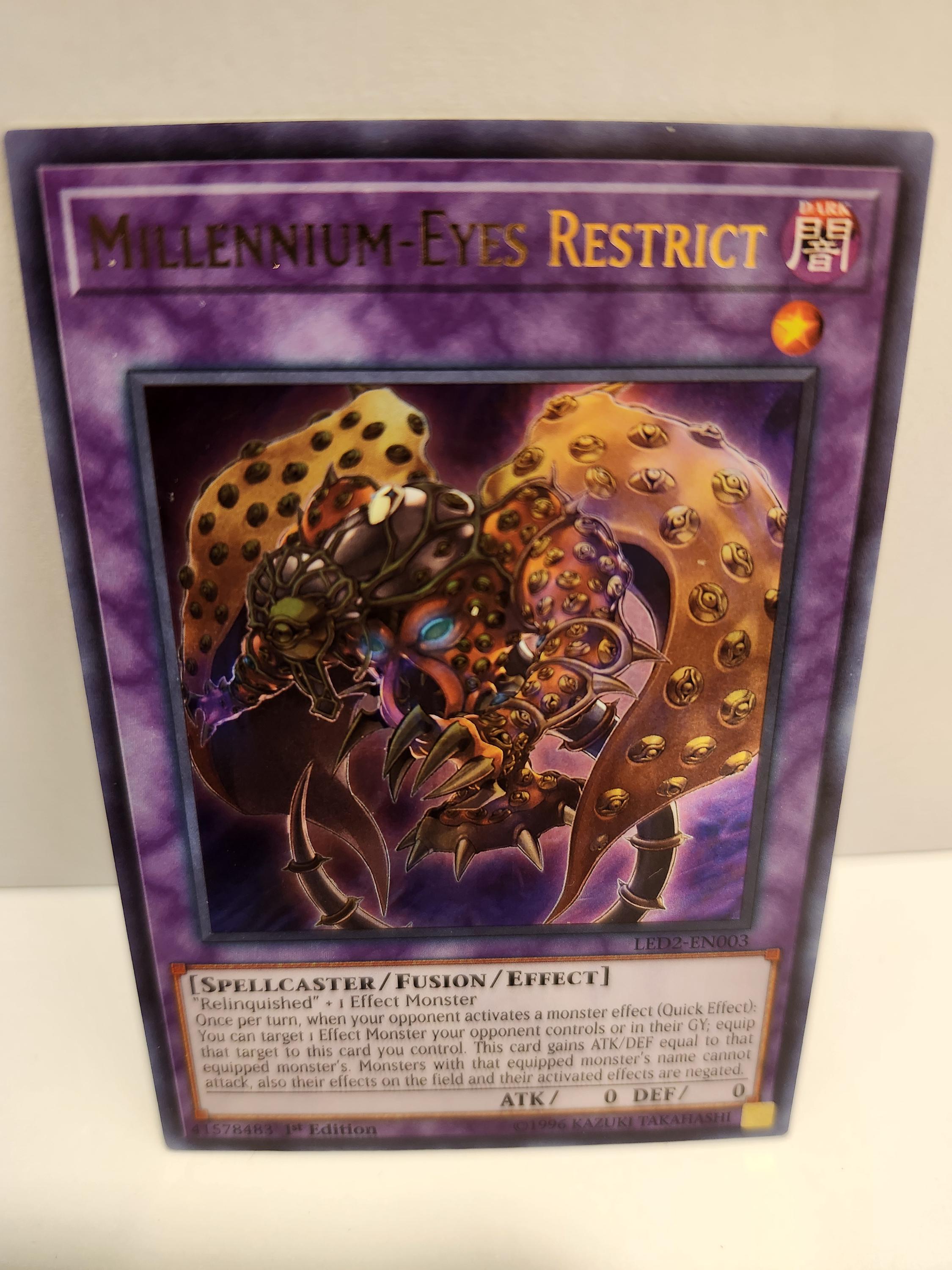 YuGiOh Card  LED2-EN003 1st Ed Millennium-Eyes Restrict Ultra Rare Card Used Good Contion!