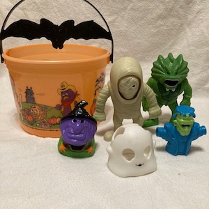McDonald&#39;s Halloween Bucket 2001 With Assorted  McDonalds toys Various Years