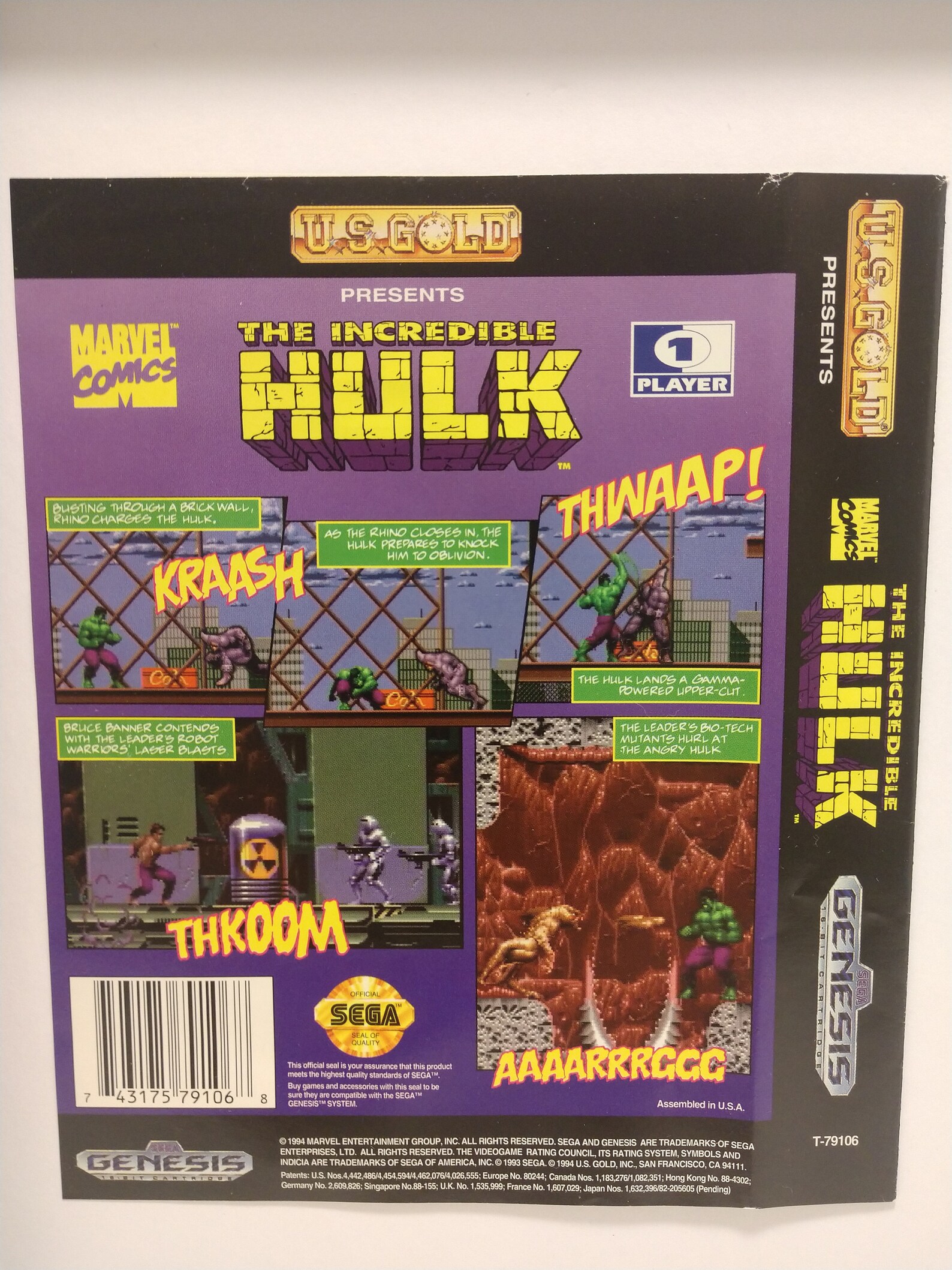 The Incredible Hulk Sega Genesis 1993 Game Cover Original in Picture ...