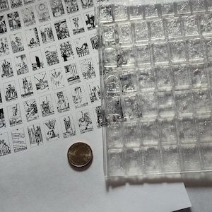Satz von 78 kleine Tarotkarten Stempel komplett Deck unmontiert klar haftend