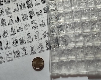 Set of 78 small Tarot Card rubber stamps complete deck unmounted clear cling