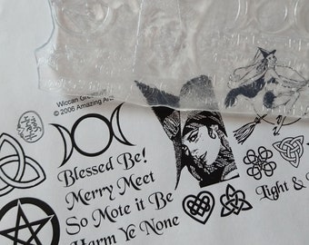 Wiccan Greetings unmounted clear cling 16 rubber stamps