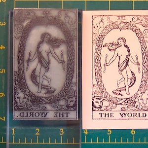 UM Tarot Card rubber stamp #21 The World full size