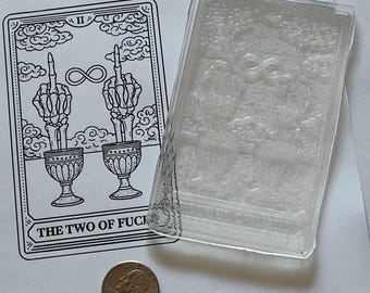 Two Of F@cks Tarot Card full size Clear Cling Unmounted