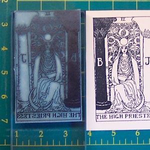 UM Tarot Card rubber stamp #2 The High Priestess full size