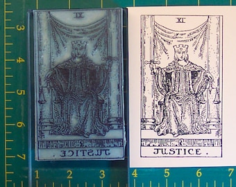 Unmounted UM Tarot Card rubber stamp #11 Justice full size