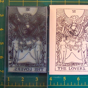 Rubberstempel UM Tarotkaart #6 The Lovers op volledige grootte
