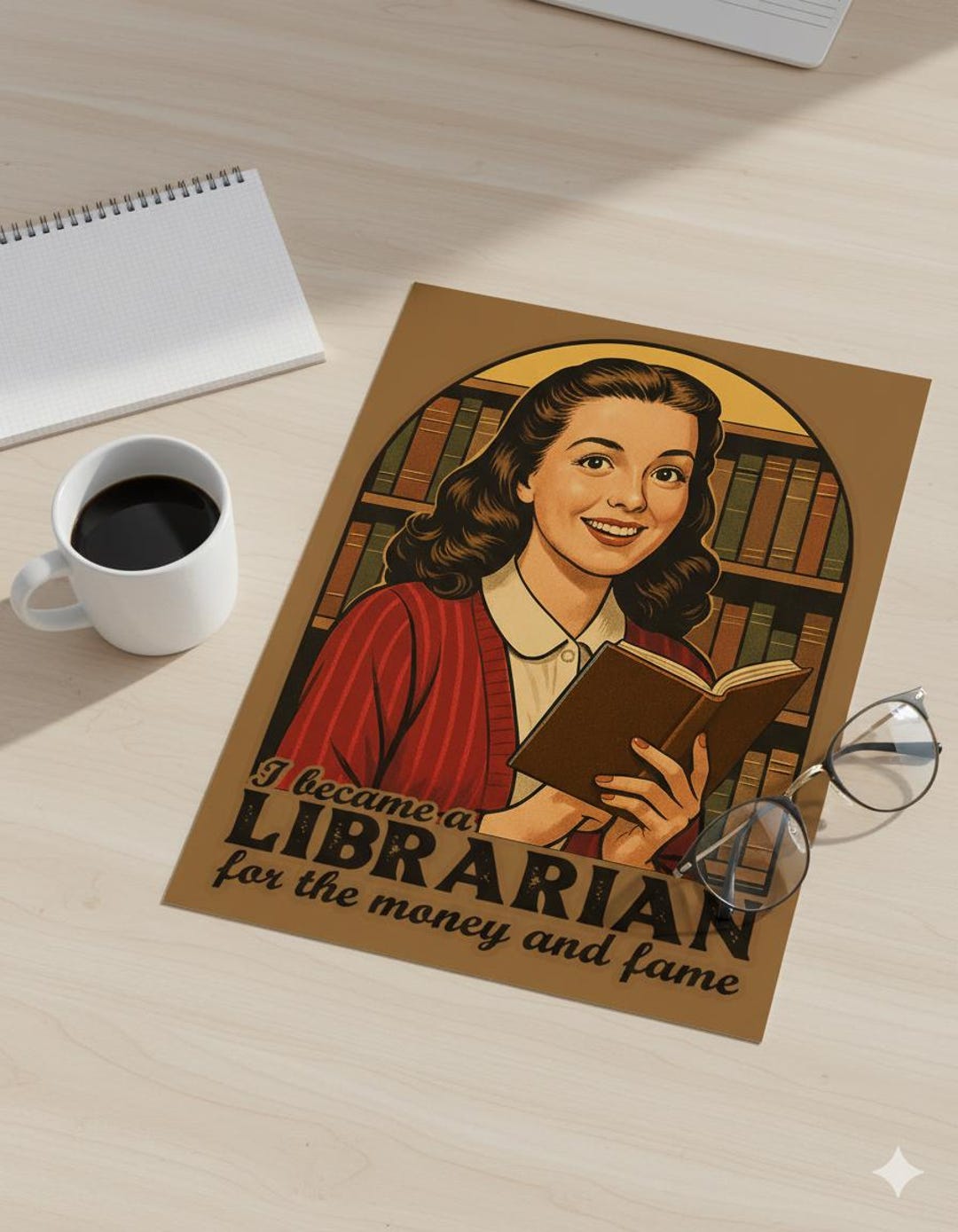 Retro Librarian Printable Wall Art – Funny Vintage Library Poster ...