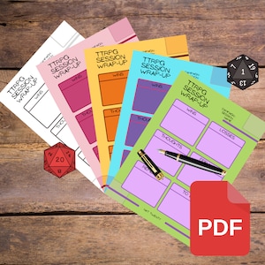 Tabletop RPG Session Wrap-up PDF Pack 2 | Dnd, Pathfinder | Instant download, printable