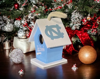 North Carolina Tar Heels Football Wooden Birdhouse Ornament