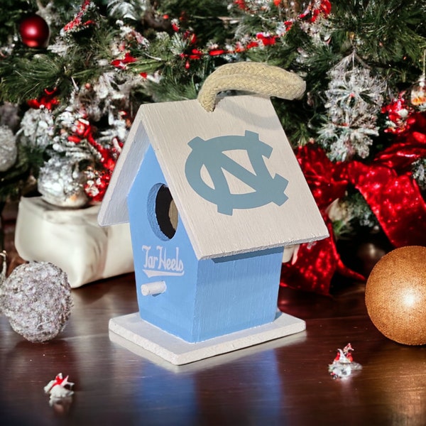 North Carolina Tar Heels Football Wooden Birdhouse Ornament