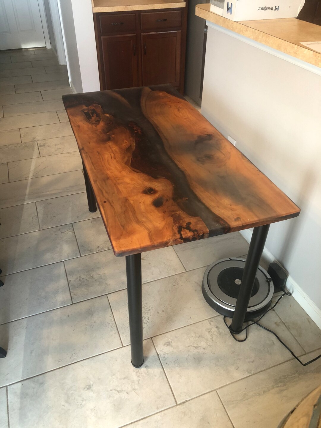 Walnut Resin Table Etsy