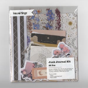 Kit de diario basura, 25 piezas, paquete mixto de efímeras, paquete de álbum de recortes, paquete de collage de diario vintage, bolsa sorpresa, bolsa con diseño de mariposas y flores