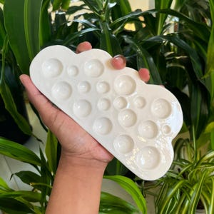 Handmade Ceramic Palette | Ceramic Palette Watercolor | Kawaii Paint Palette | Cloud Palette | Handmade Palette