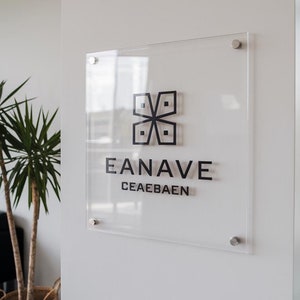 Custom Square Acrylic Business Logo Sign || custom logo sign for business outdoor use black frosted clear white acrylic glass look door sign