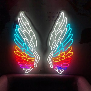 Wings Neon Sign | Angel Wings Neon | Custom Neon Bar Sign | Salon Decor | Neon Light | Neon Sign | Party Decoration | Neon Sign Wall Art