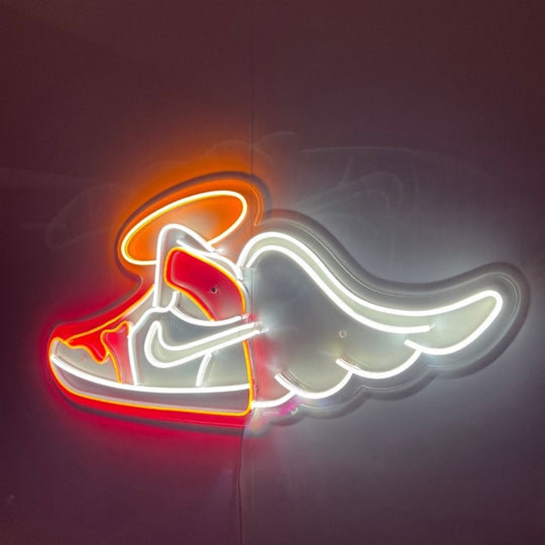 Flying Jordan Neon Signair Jordan Neon Sign Jordans Jumpman Etsy