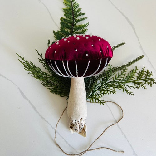 Red and Iridescent Mushroom Tree Topper Etsy