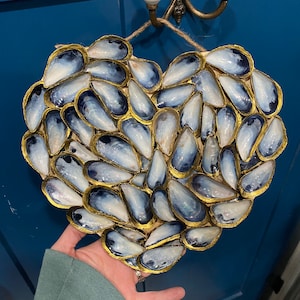 12” mussel shell heart with gold accents