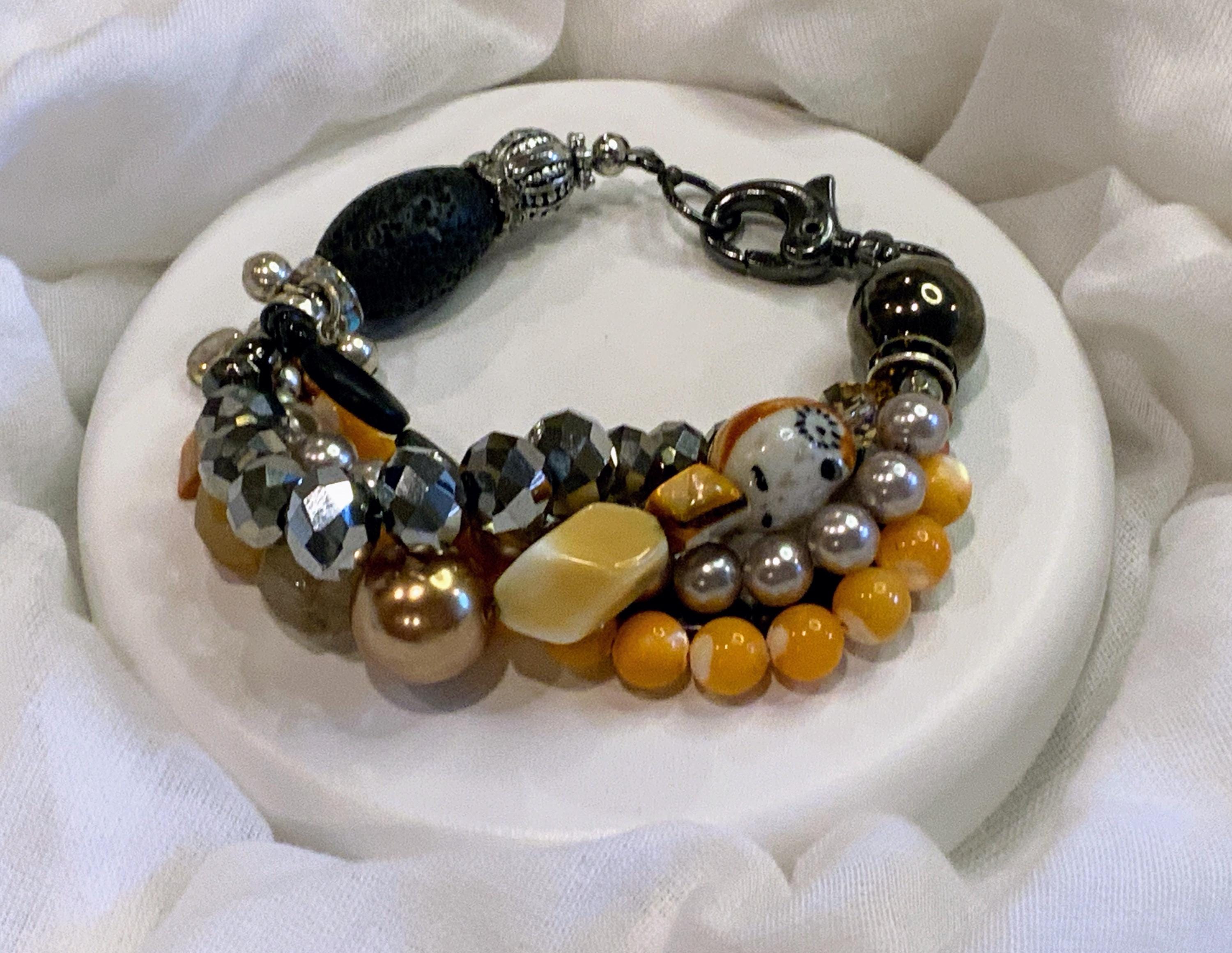 Autumn Owl Multi-strand Beaded Bracelet