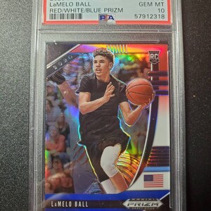 2020-2021 Panini Prizm Draft Picks LaMelo Ball Red/White/Blue Prizm RC PSA 10