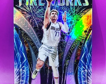 2021-22 Prizm Fireworks Luka Doncic Prizm card.  Very nice parallel card.