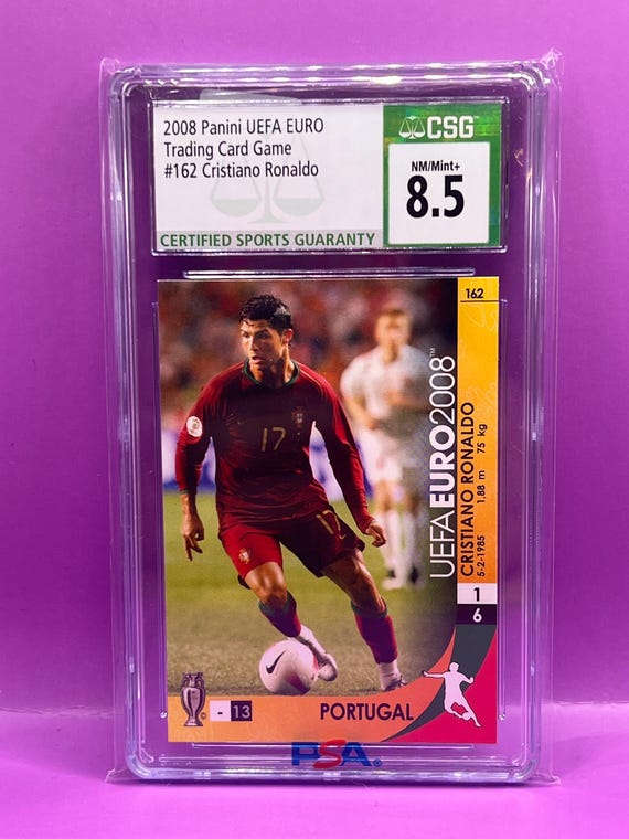 ronaldo graded card 2014 Panini Prizm World Cup Stars Cristiano #28 Yellow Red Pulsar PSA have for collectors seeking top 2008 Panini UEFA Euro Trading