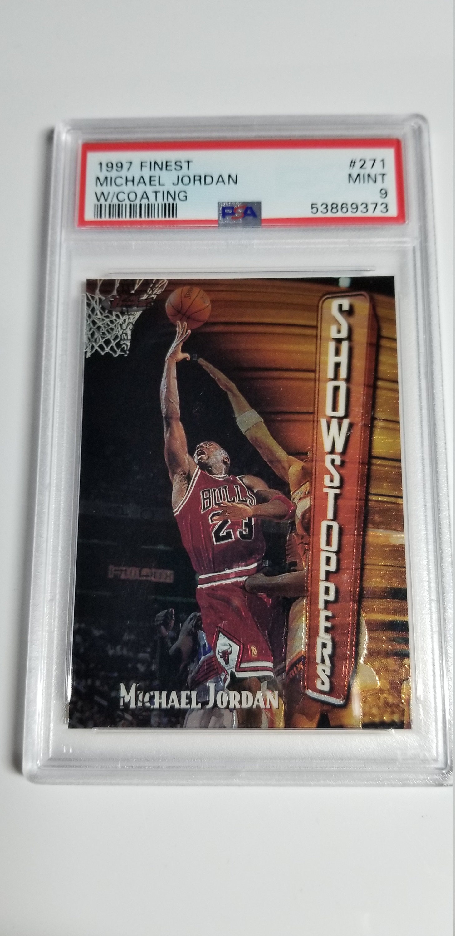 1997 Topps Finest Michael Jordan Card With Protective Coating