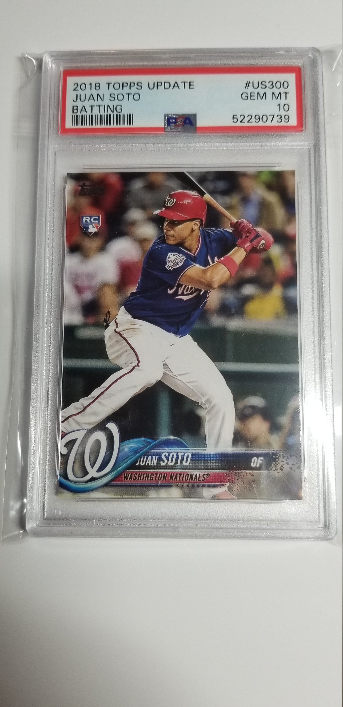 2018 Topps Update Juan Soto Batting Rookie, #US300, PSA 10