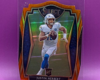 2020 Justin Herbert Rookie card from Select. Die-Cut Orange Premier level Prizim