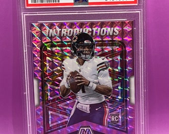 2021 Mosaic Justin Fields Rookie card. Mosaic Intro Purple numbered to /49. PSA 10 Gem Mint