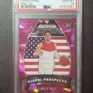2020-2021 Panini Pirzm Draft Picks - LaMelo Ball Pink Ice Global Prospects RC PSA 10