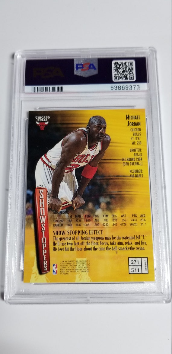 1997 Topps Finest Michael Jordan Card With Protective Coating 