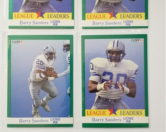 Lot of (4) 1991 Barry Sanders Fleer cards, League leaders and base card. Vintage cards!