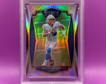 Gem Mt 10-2020 Panini Select Justin Herbert Silver Prizm